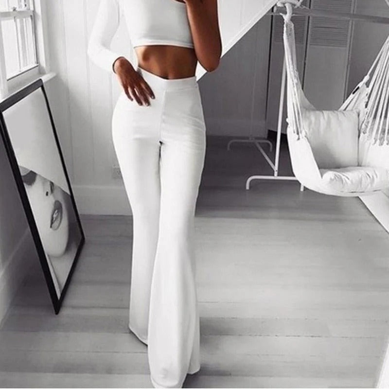 ModeGeist | Sculpting High Waisted Flared Pants Casual