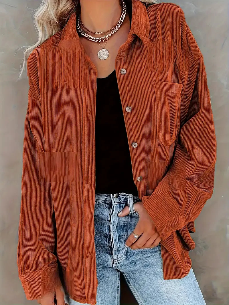 ModeGeist | Cordhosen Hemdbluse mit Knöpfen Leger