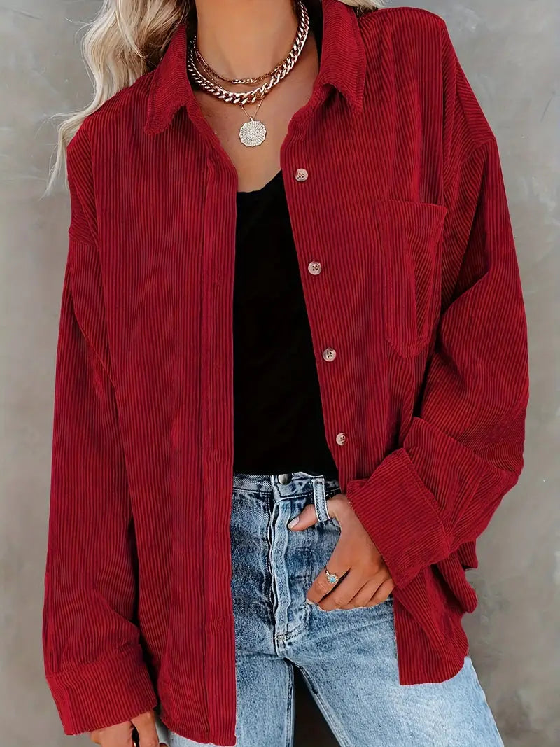 ModeGeist | Cordhosen Hemdbluse mit Knöpfen Leger