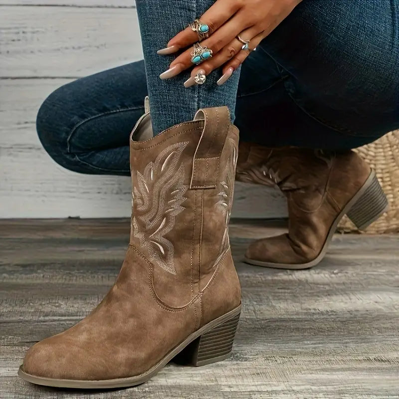 ModeGeist | Cowboy Damen Stiefeletten mit Absatz