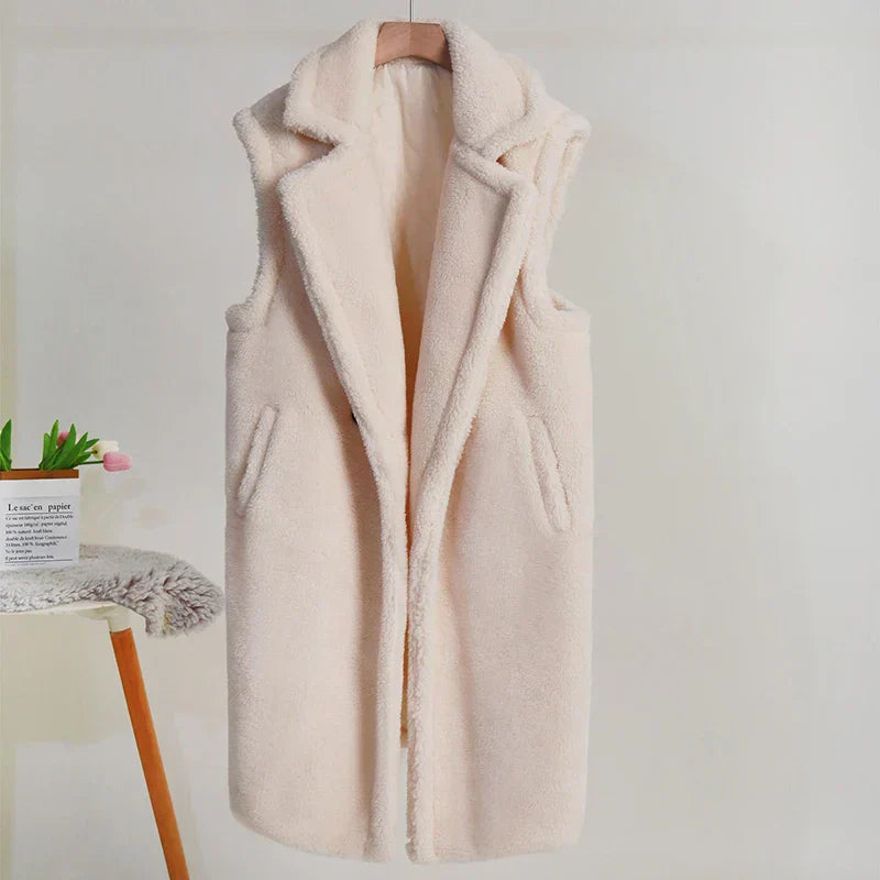 ModeGeist | Damenfütterung Ohne Ärmel Aus Plüsch Wintermantel