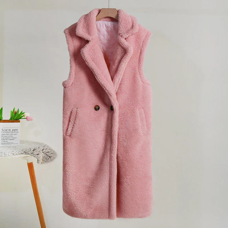 ModeGeist | Damenfütterung Ohne Ärmel Aus Plüsch Wintermantel