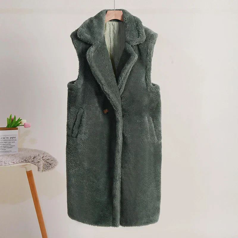 ModeGeist | Damenfütterung Ohne Ärmel Aus Plüsch Wintermantel