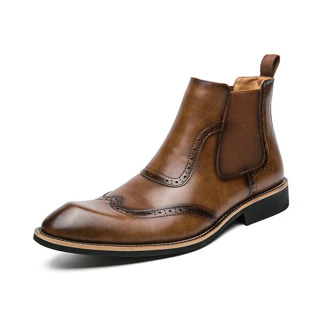 Herren Business Stiefeletten aus elastischem Spitzenmaterial mit Zehenkappe