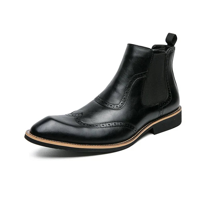 Herren Business Stiefeletten aus elastischem Spitzenmaterial mit Zehenkappe