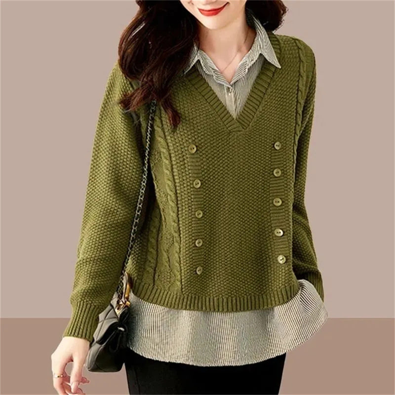 Damenoberteil Tahir: Zweiteiliger Strickpullover