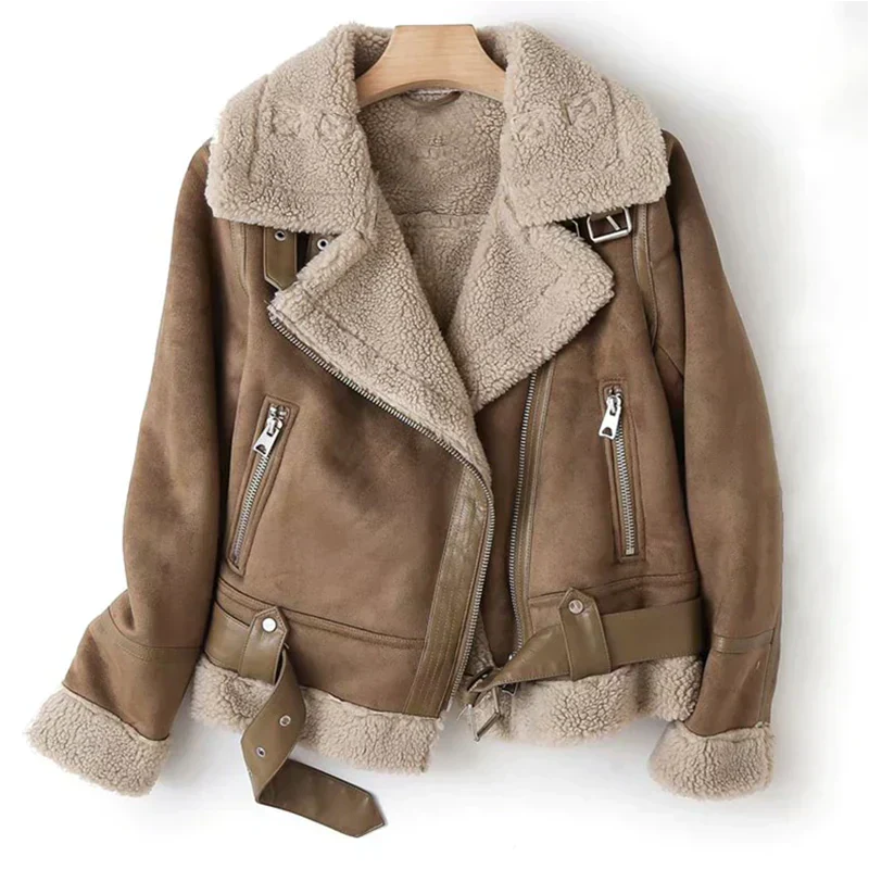 Macie: Sherpa gefütterte Lederjacke