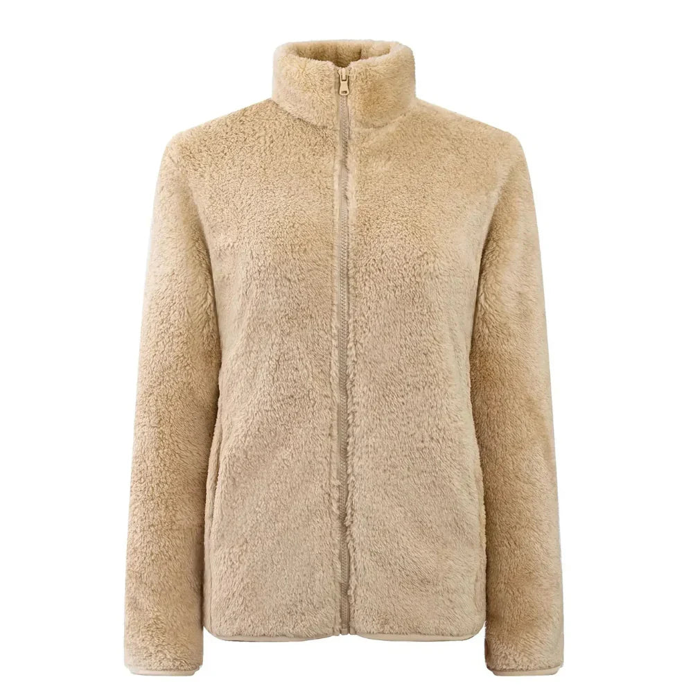 Maud Komfort-Passform Plüschjacke mit Reißverschluss