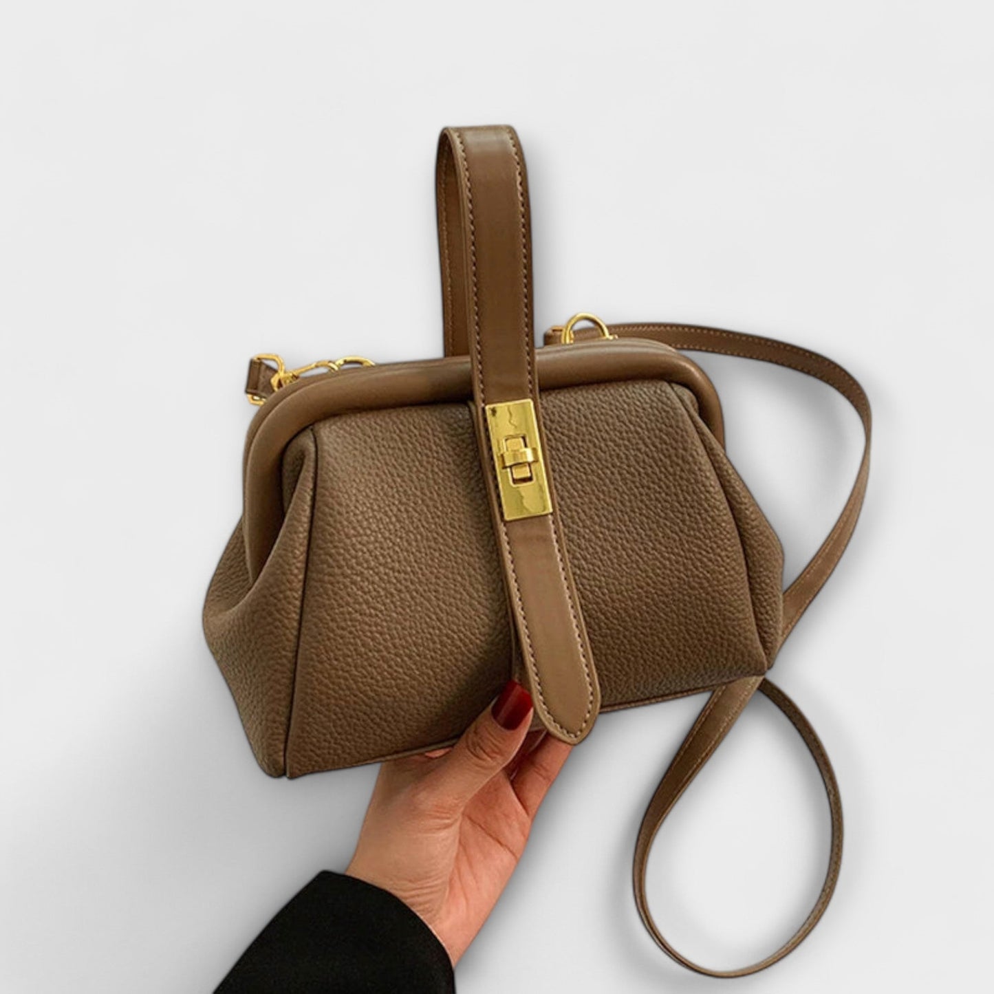 MODEGEIST Damen Mini Handtasche Kompakt Design Goldenes Schloss Vielseitig