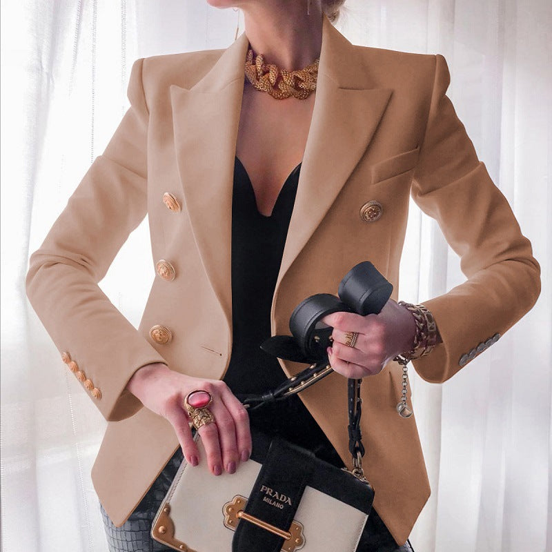 MODEGEIST Damen Blazer Zweireihig Goldknöpfe Tailliert