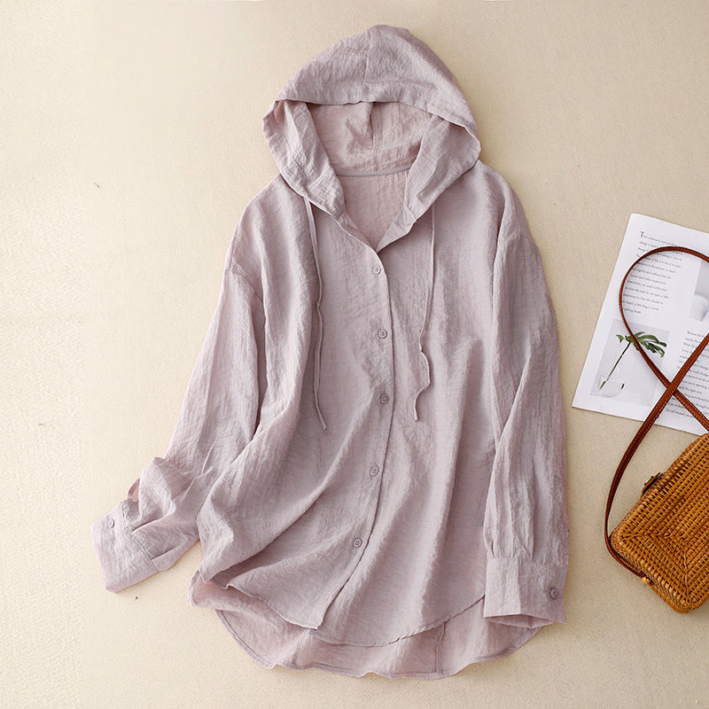 MODEGEIST Damen Leichter Hoodie Knopfverschluss