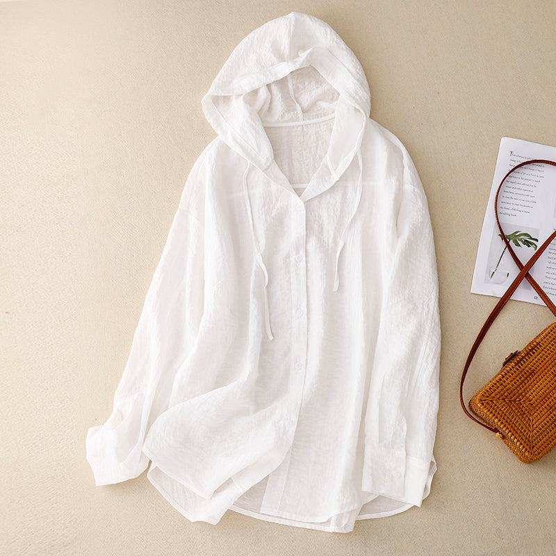 MODEGEIST Damen Leichter Hoodie Knopfverschluss Atmungsaktiv