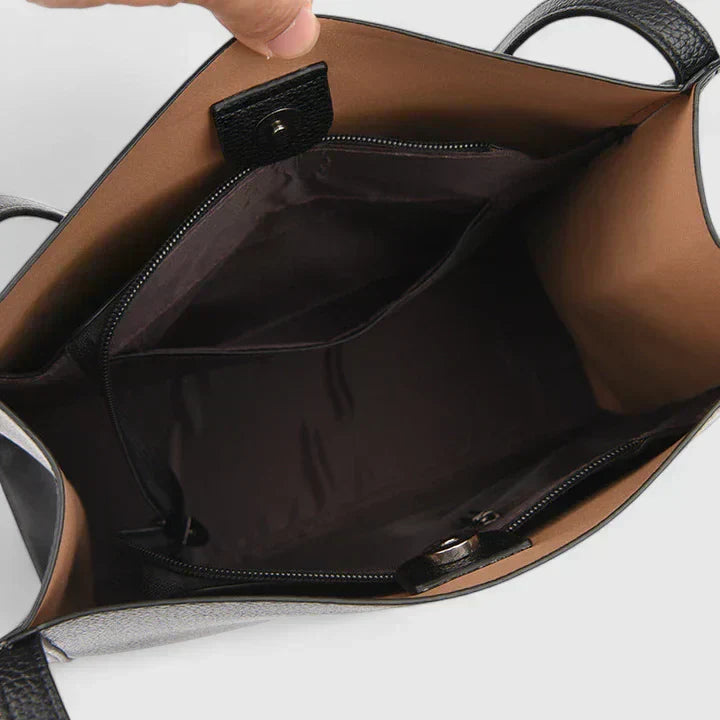 MODEGEIST Damen Strukturierte Handtasche Reißverschluss Schwarz
