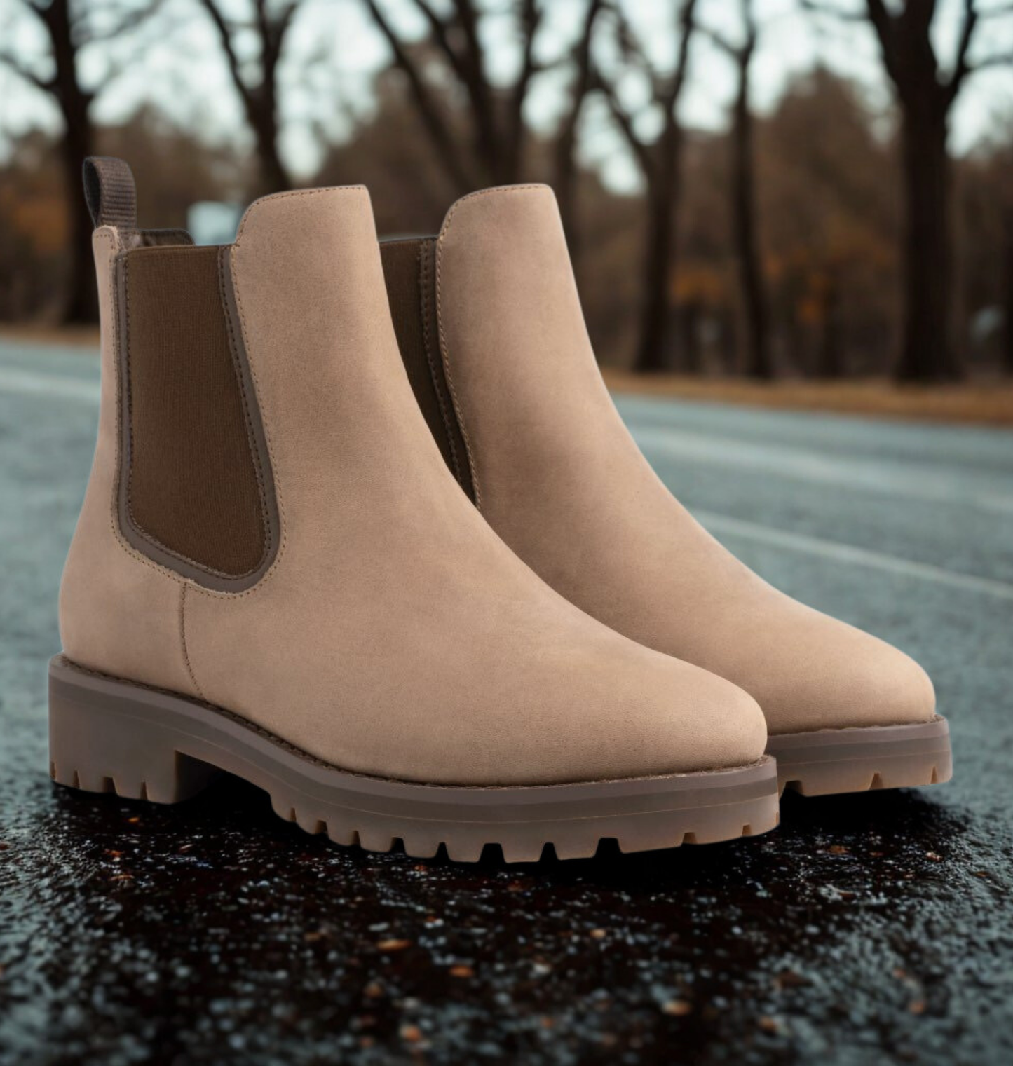 MODEGEIST Damen Ankle-Boots Chunky-Sohle Vielseitiger Style