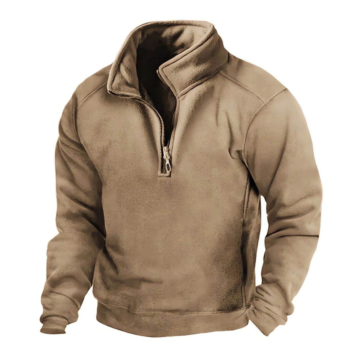 Fleece-Pullover mit Reißverschluss-Kragen von Fudus