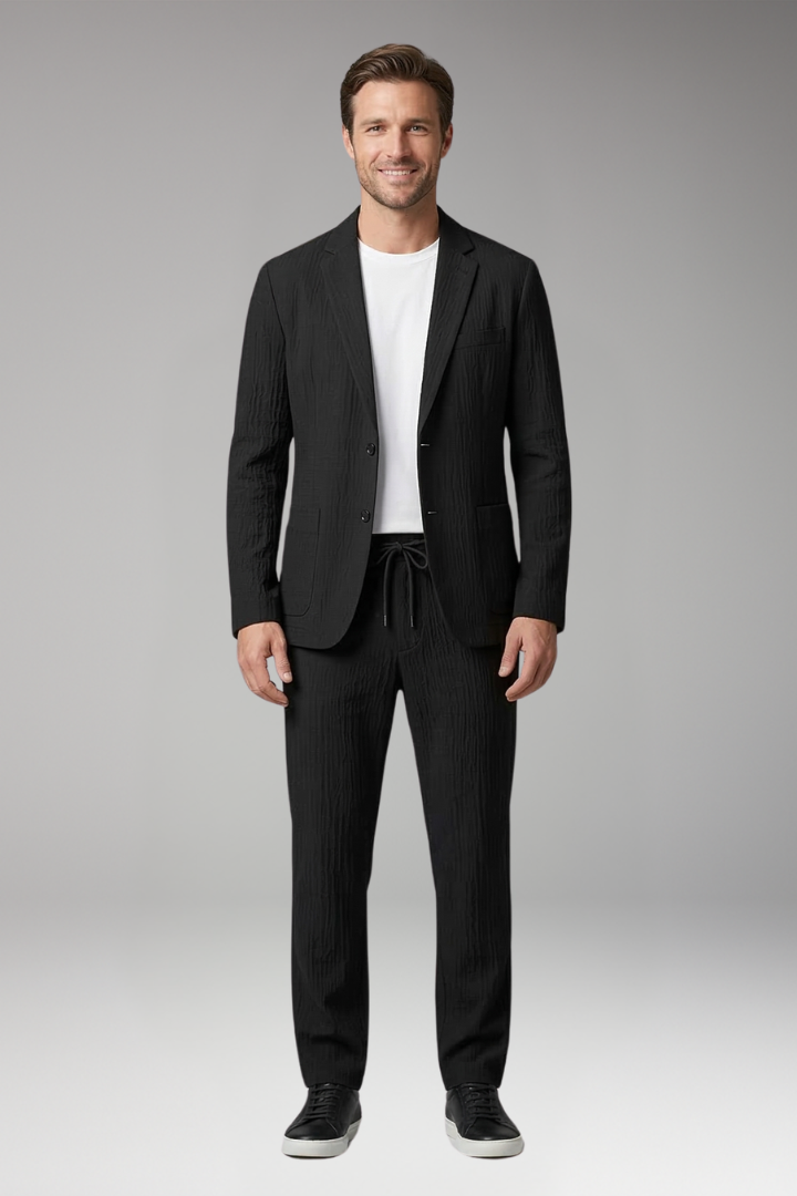 MODEGEIST Herren Anzug-Set Blazer Hose Reverskragen Business