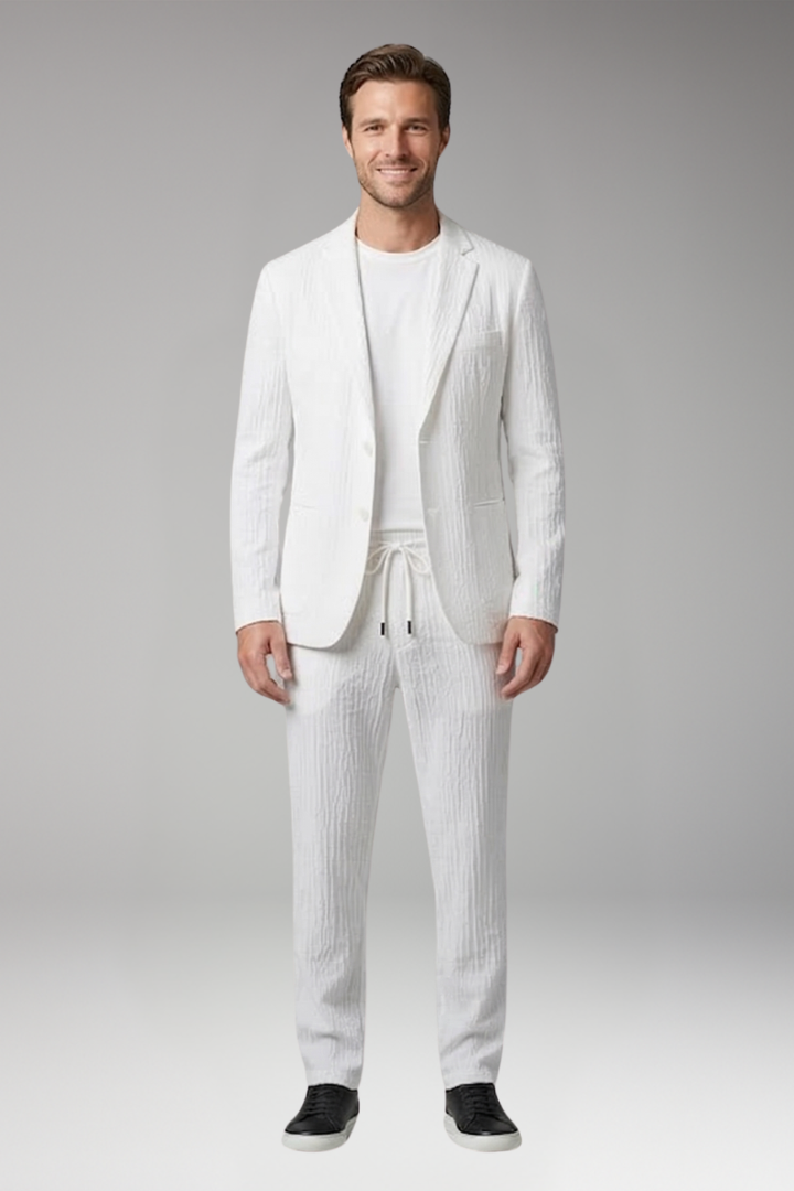 MODEGEIST Herren Anzug-Set Blazer Hose Reverskragen Business