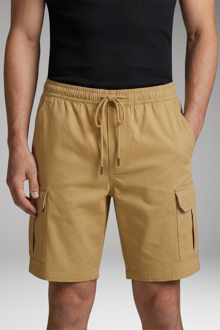 MODEGEIST Herren Cargo-Shorts Elastikbund Kordelzug Seitentaschen Sommer