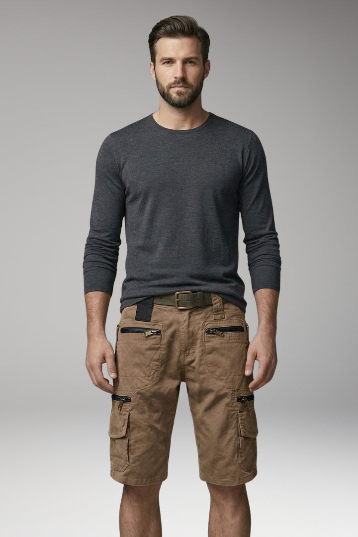 MODEGEIST Herren Cargo-Shorts Baumwolle mehrere Taschen Gürtelschlaufen