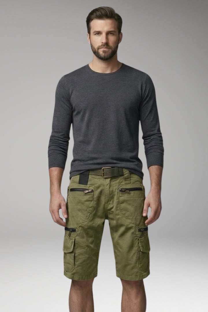 MODEGEIST Herren Cargo-Shorts Baumwolle mehrere Taschen Gürtelschlaufen