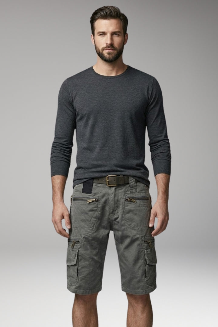 MODEGEIST Herren Cargo-Shorts Baumwolle mehrere Taschen Gürtelschlaufen
