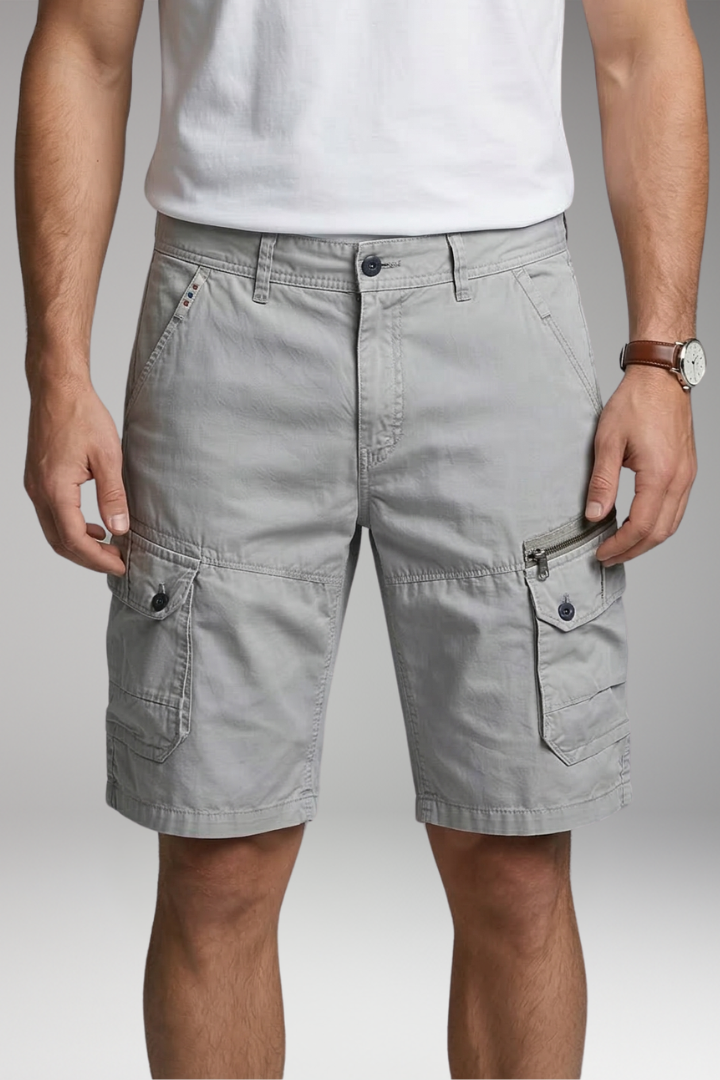 MODEGEIST Herren Cargo-Shorts Zip-Taschen Knielanglength Utility