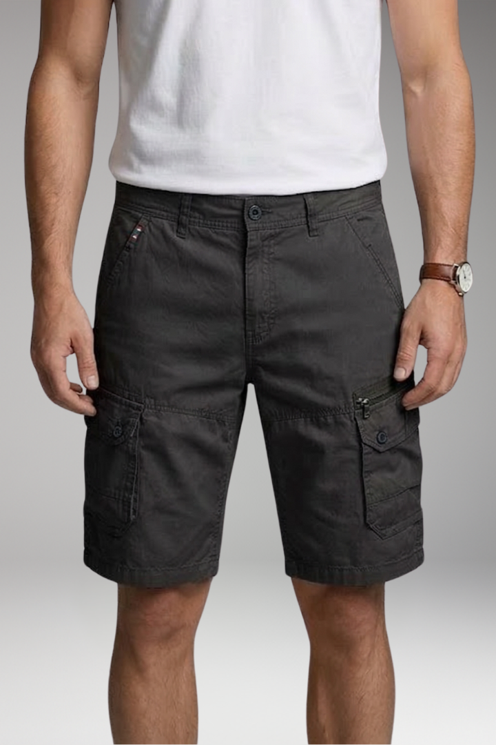 MODEGEIST Herren Cargo-Shorts Zip-Taschen Knielanglength Utility