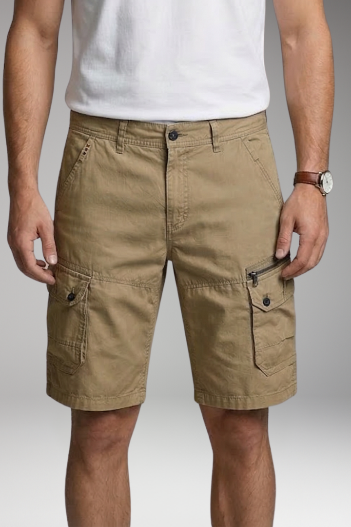 MODEGEIST Herren Cargo-Shorts Zip-Taschen Knielanglength Utility