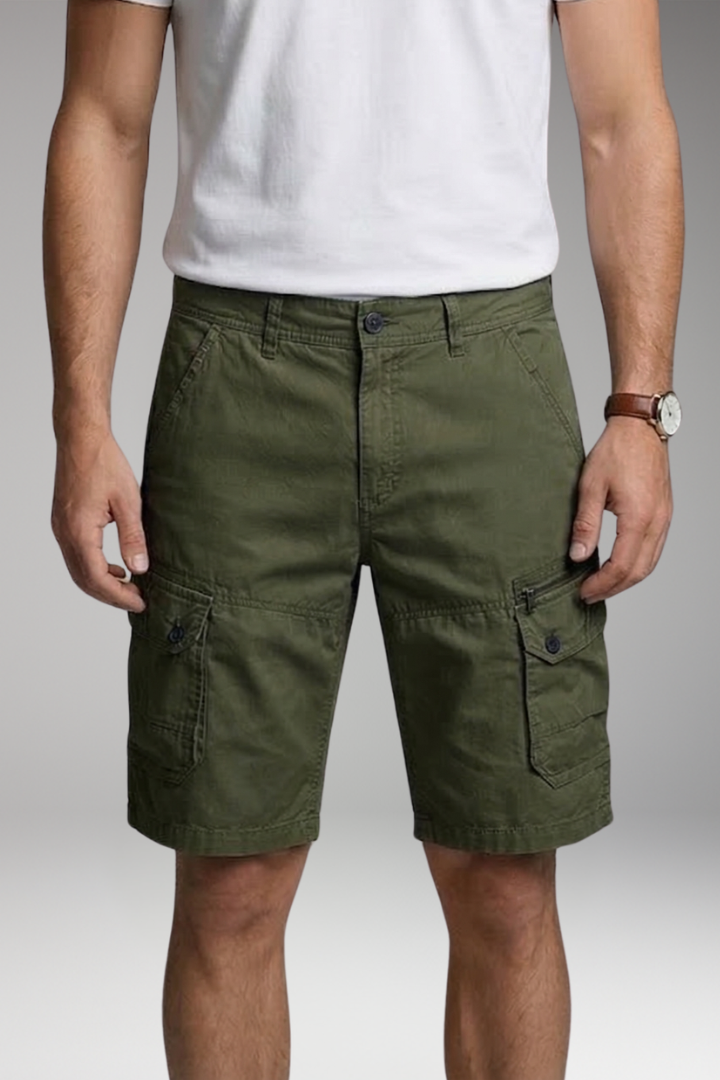 MODEGEIST Herren Cargo-Shorts Zip-Taschen Knielanglength Utility