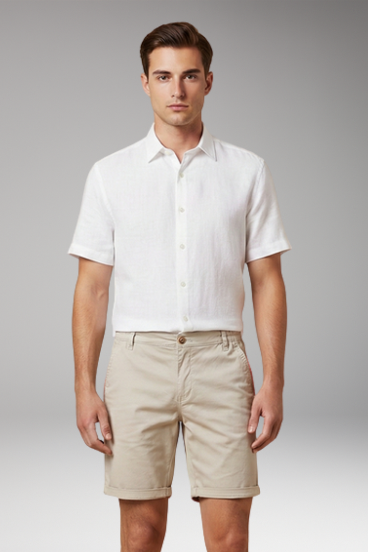 MODEGEIST Herren Shorts Elastikbund Knopfverschluss Sommer casual