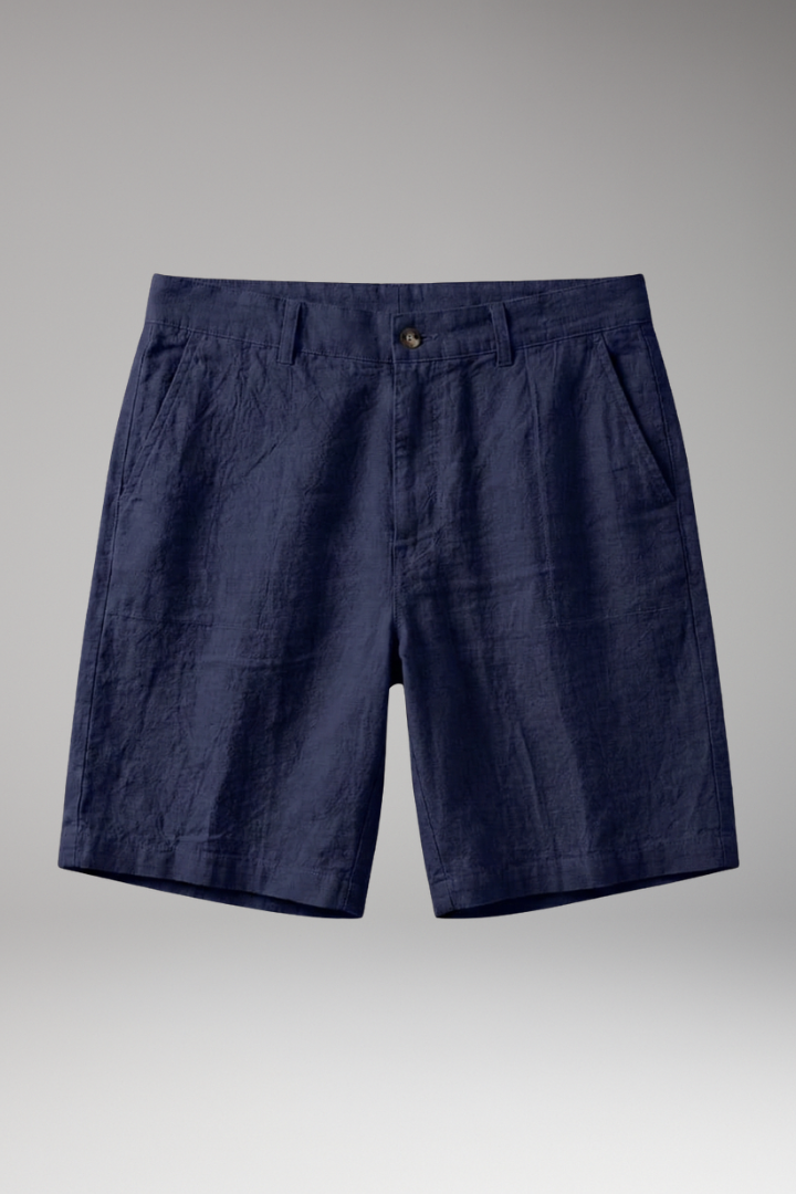 MODEGEIST Herren Leinen-Shorts Knopf Reißverschluss Beige