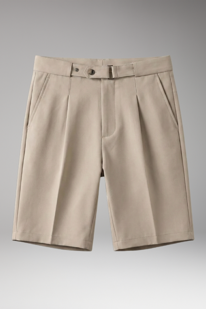 MODEGEIST Herren Plissee-Shorts Gürtelschlaufen Beige