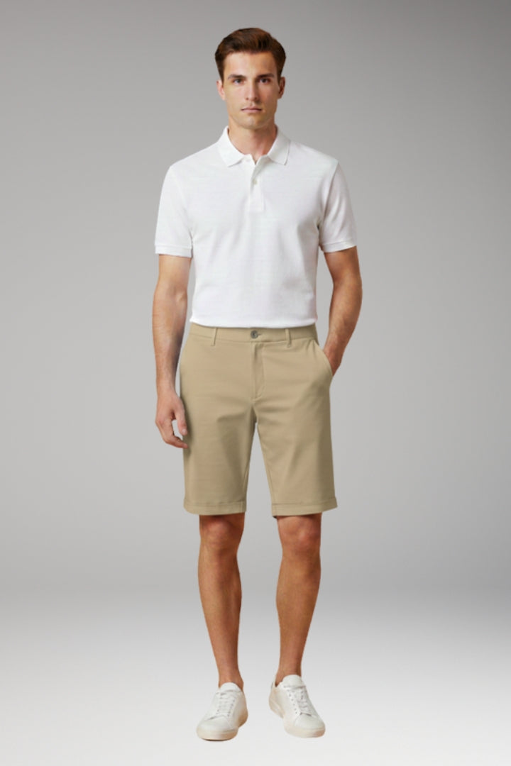 MODEGEIST Herren Slim-Fit Shorts Knopf Reißverschluss Umschlag
