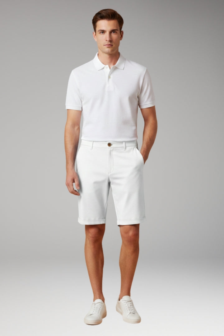 MODEGEIST Herren Slim-Fit Shorts Knopf Reißverschluss Umschlag