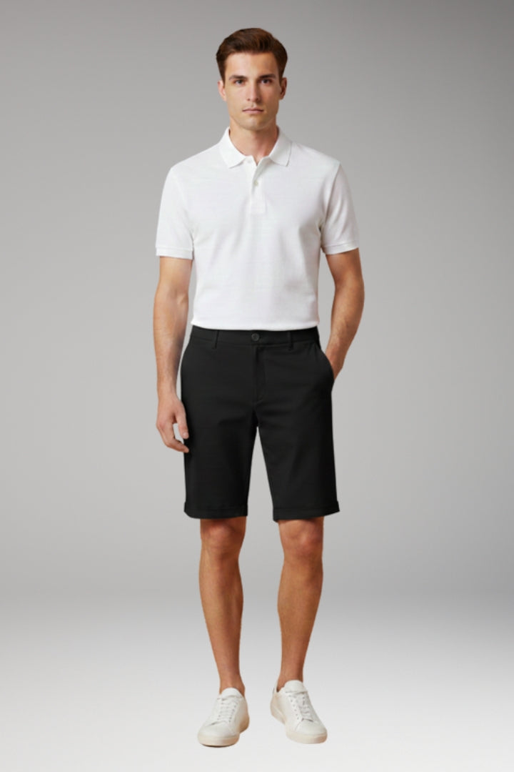MODEGEIST Herren Slim-Fit Shorts Knopf Reißverschluss Umschlag