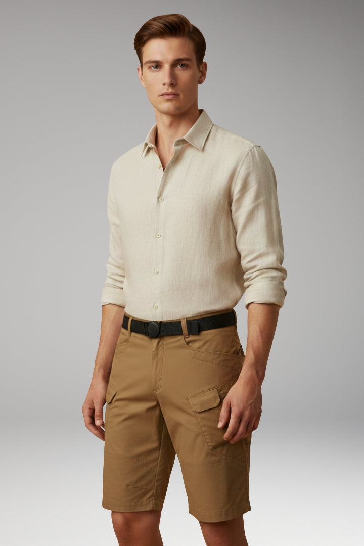 MODEGEIST Herren Sommer-Shorts Verstellbar Reißverschluss-Taschen Outdoor