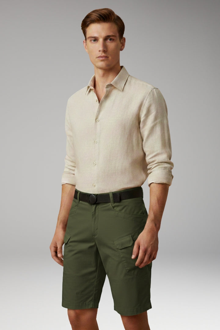 MODEGEIST Herren Sommer-Shorts Verstellbar Reißverschluss-Taschen Outdoor