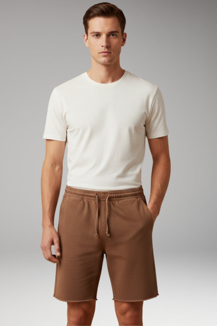 MODEGEIST Herren Sommershorts Elastikbund Kordelzug Knie-Länge