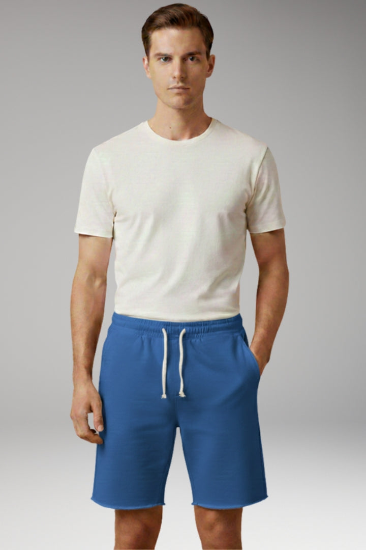 MODEGEIST Herren Sommershorts Elastikbund Kordelzug Knie-Länge