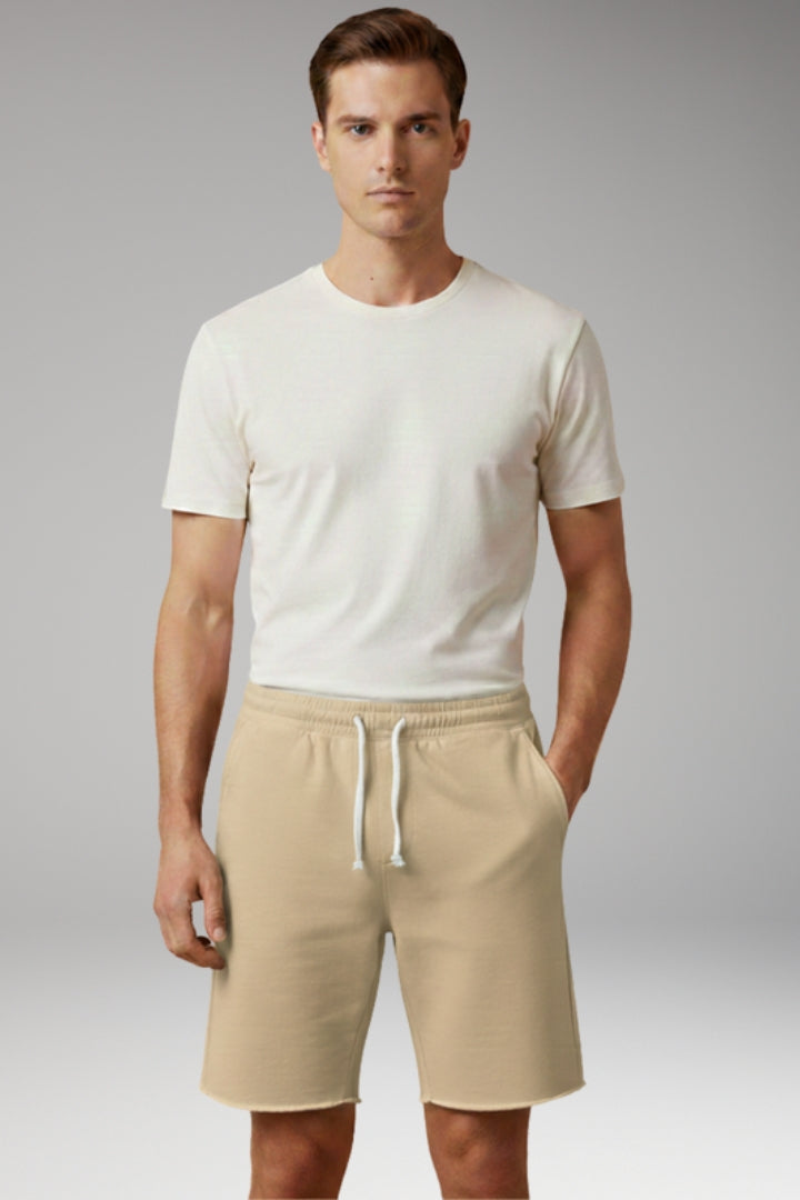 MODEGEIST Herren Sommershorts Elastikbund Kordelzug Knie-Länge