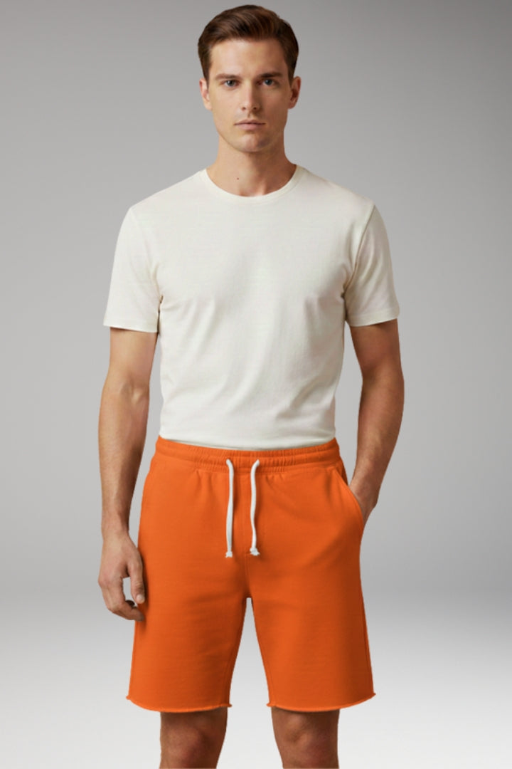 MODEGEIST Herren Sommershorts Elastikbund Kordelzug Knie-Länge