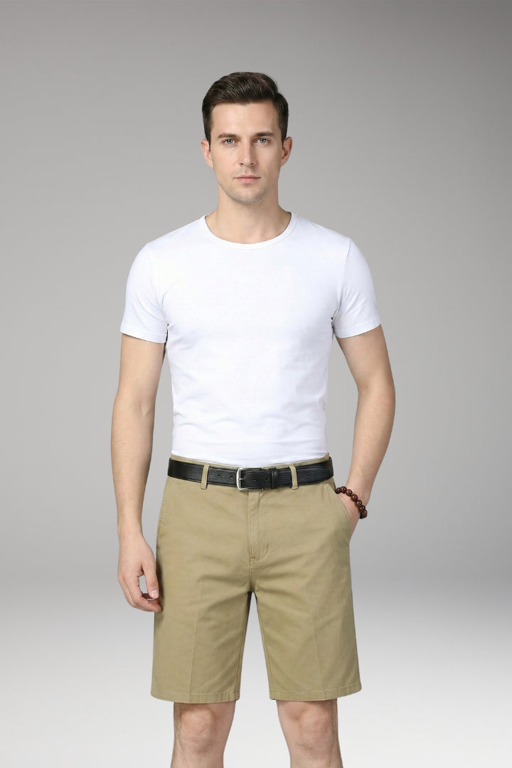 MODEGEIST Herren Sommer-Shorts Slim Fit Reißverschluss Knielang