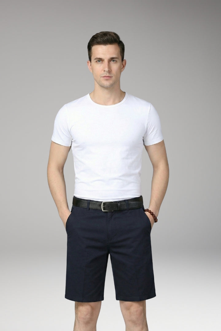 MODEGEIST Herren Sommer-Shorts Slim Fit Reißverschluss Knielang