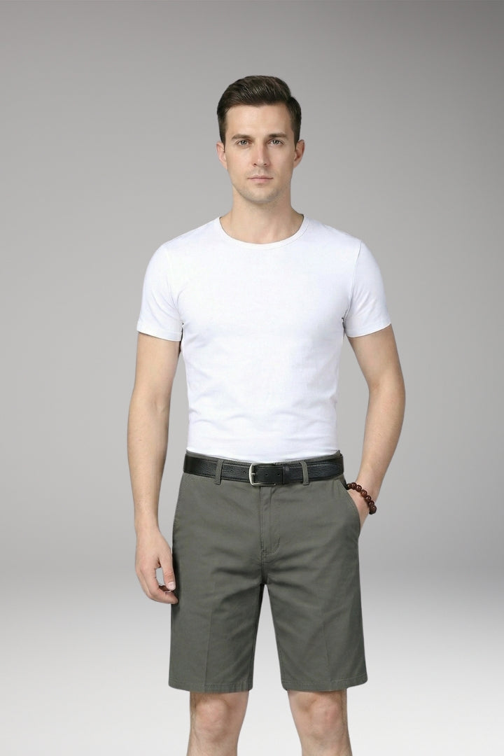 MODEGEIST Herren Sommer-Shorts Slim Fit Reißverschluss Knielang