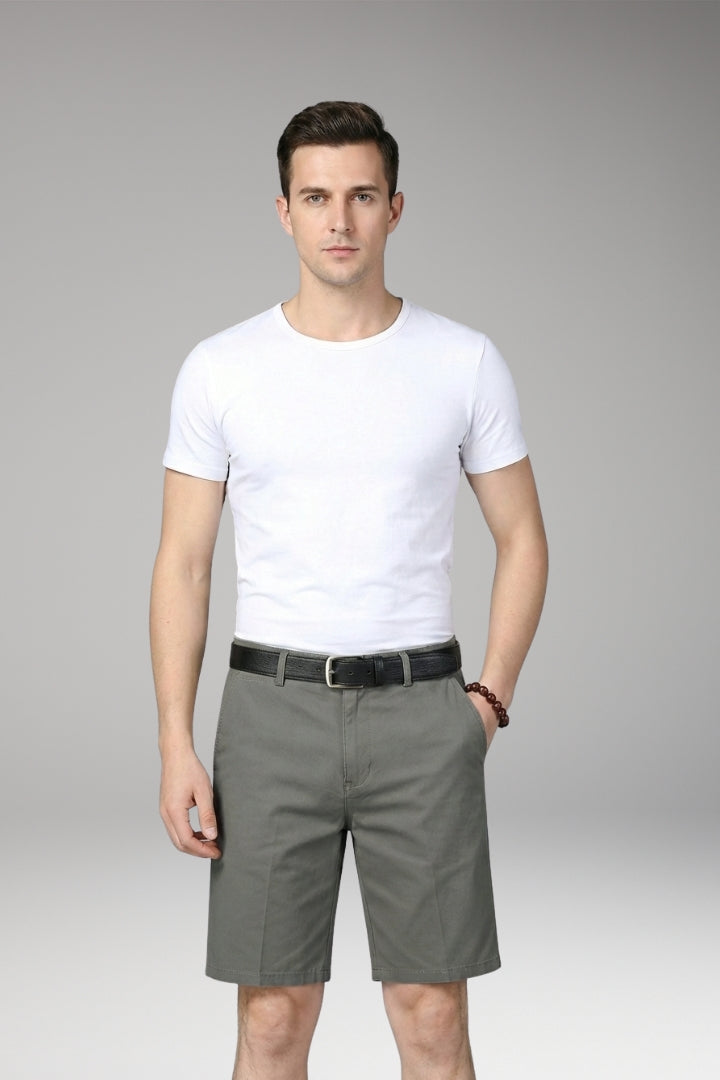 MODEGEIST Herren Sommer-Shorts Slim Fit Reißverschluss Knielang