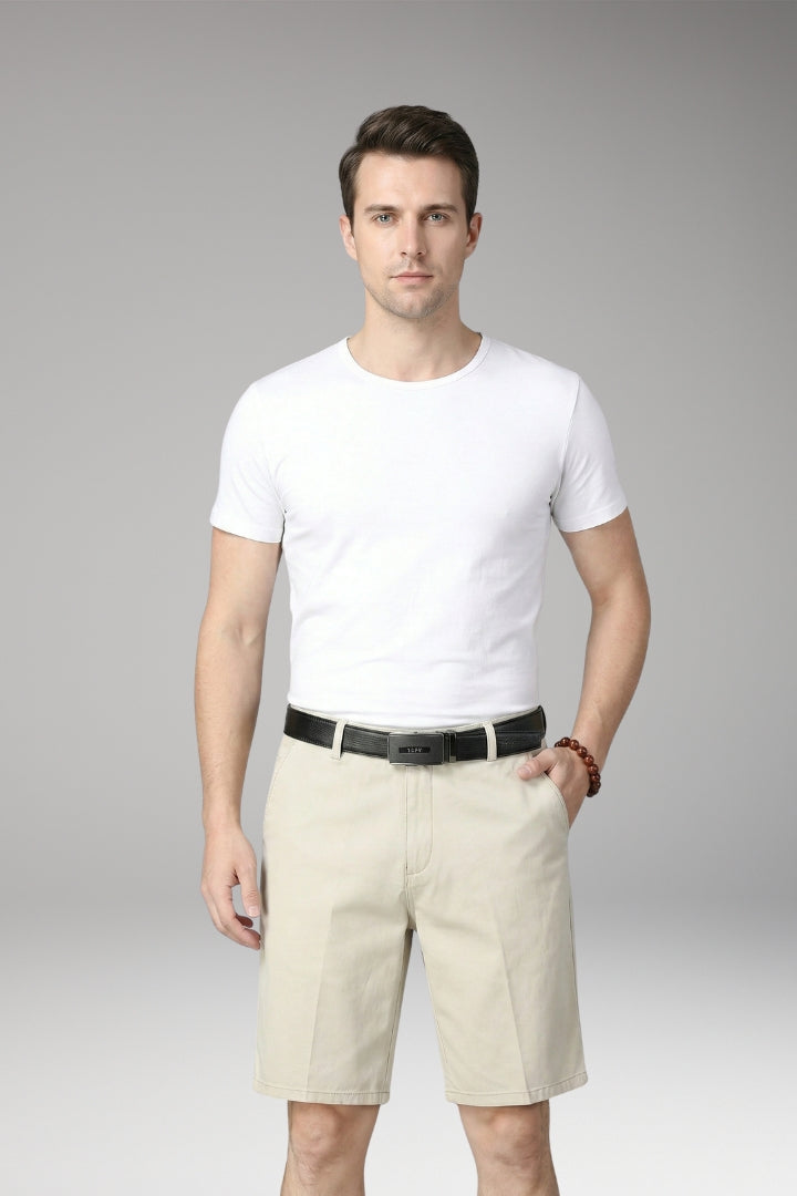 MODEGEIST Herren Sommer-Shorts Slim Fit Reißverschluss Knielang