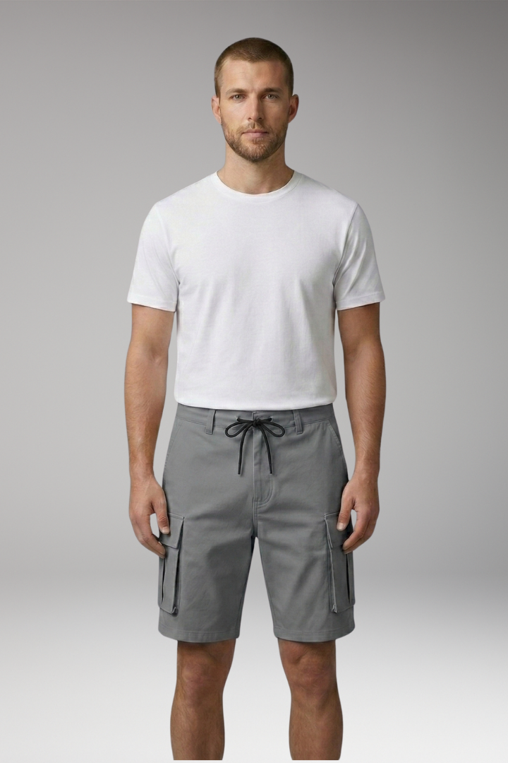 MODEGEIST Herren Cargo-Shorts Kordelzug Knieläng Taschen Casual