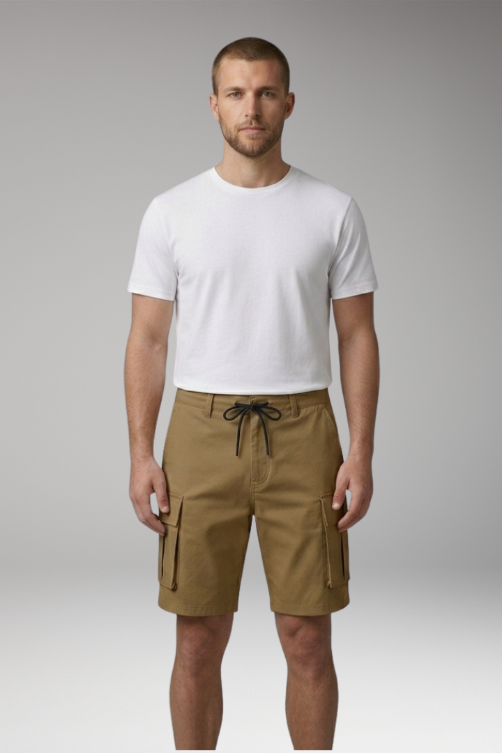 MODEGEIST Herren Cargo-Shorts Kordelzug Knieläng Taschen Casual