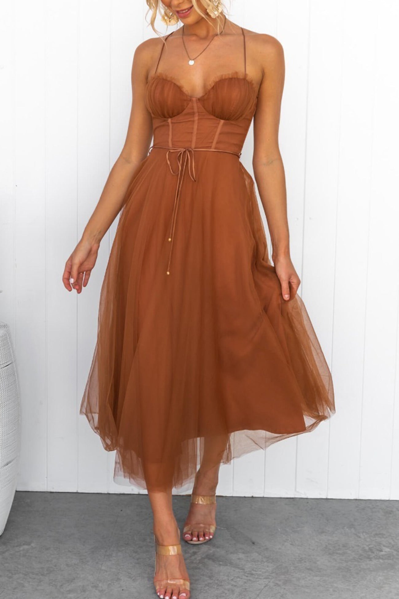 MODEGEIST Schnür-Cami-Kleid mit Korsett
