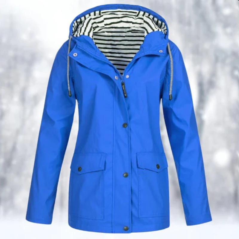 ModeGeist | Damen Frühling Winddicht Regenjacke mit Gestreiftem Futter